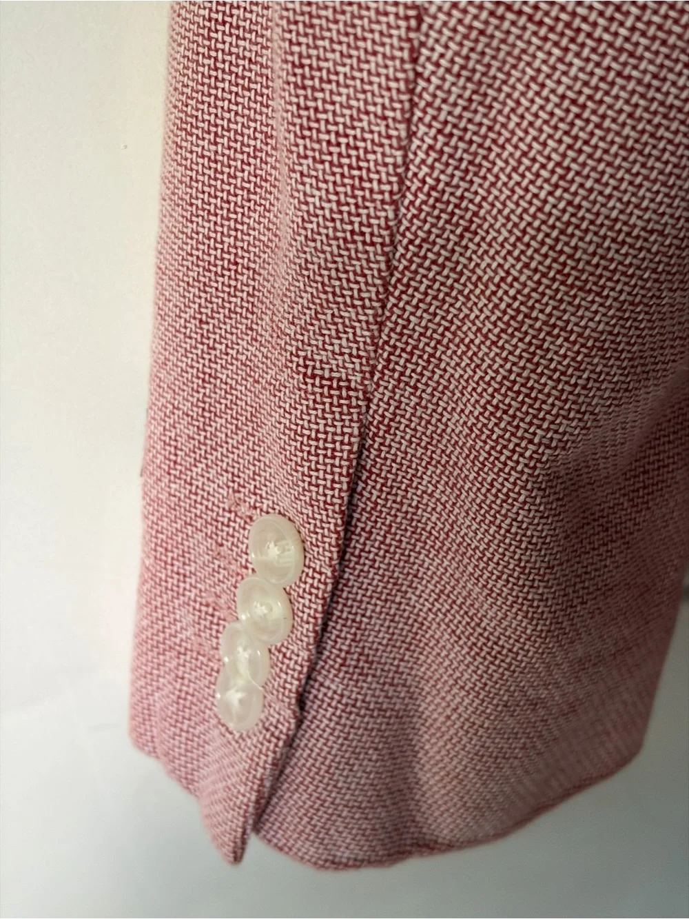 Stafford red white basket weave Single Breast Sport Coat blazer 48R 100% cotton